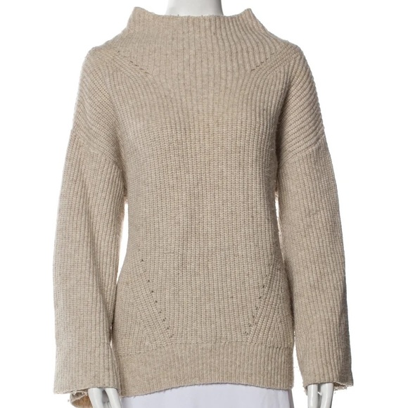 Nili Lotan oatmeal beige Ronnie wool mock neck turtleneck sweater - Small - Picture 11 of 12